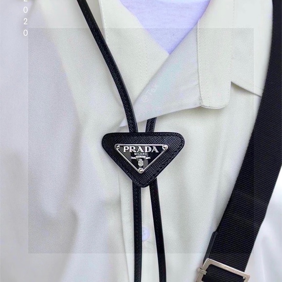 Prada Black Triangle Logo Tie - Picture 1 of 6